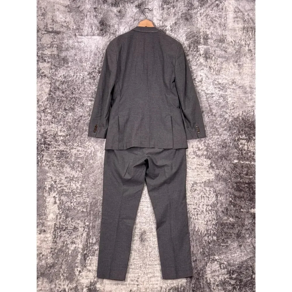 J Crew Ludlow Slim Suit 40 L Mens Gray Italian Cotton 2 Piece